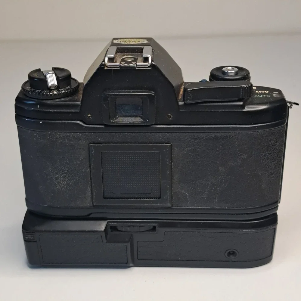 Vintage Nikon EM Black SLR Film Camera + Nikon Lens + Flash + Film + Manuals